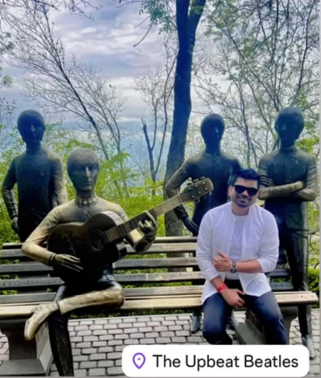 Manas Majhi with The Beatles bronze statues