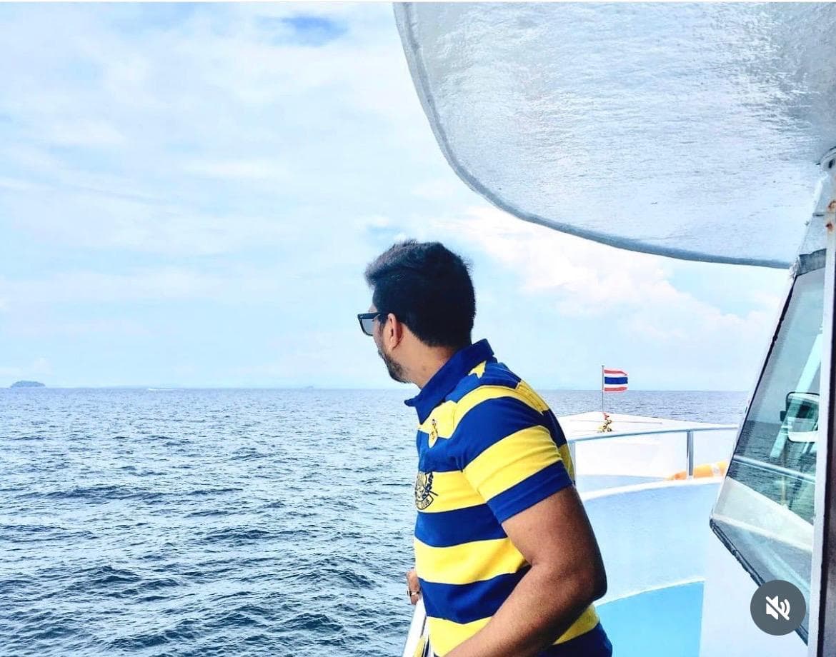 Manas Majhi on a ferry between Thai islands